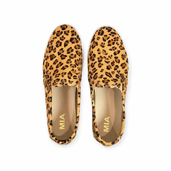 Mia Yulia Leopard Print slip-on Sneakers Animal Print Calf Hair Platform shoes 9 - Picture 6 of 7